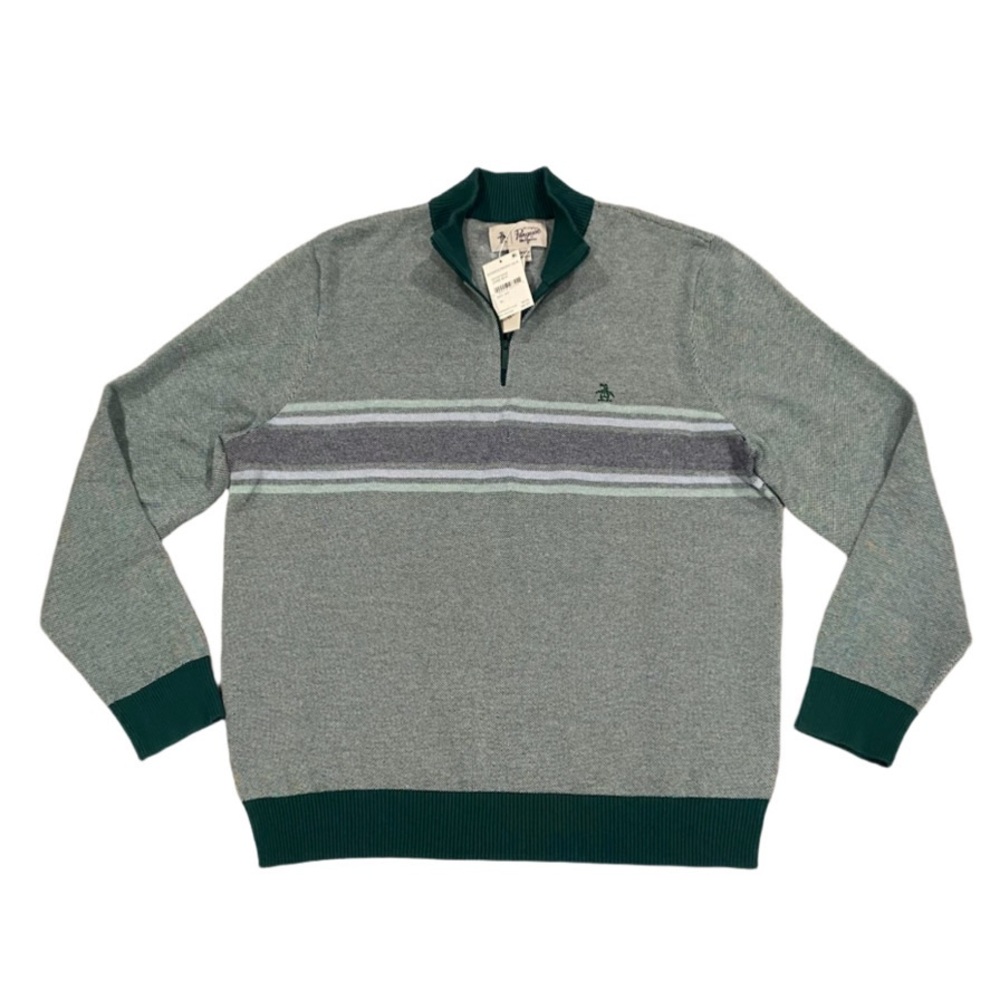 Original Penguin Munsingwear 1/4 Zip Sweater Men’s XL Green Pullover Jumper NWT